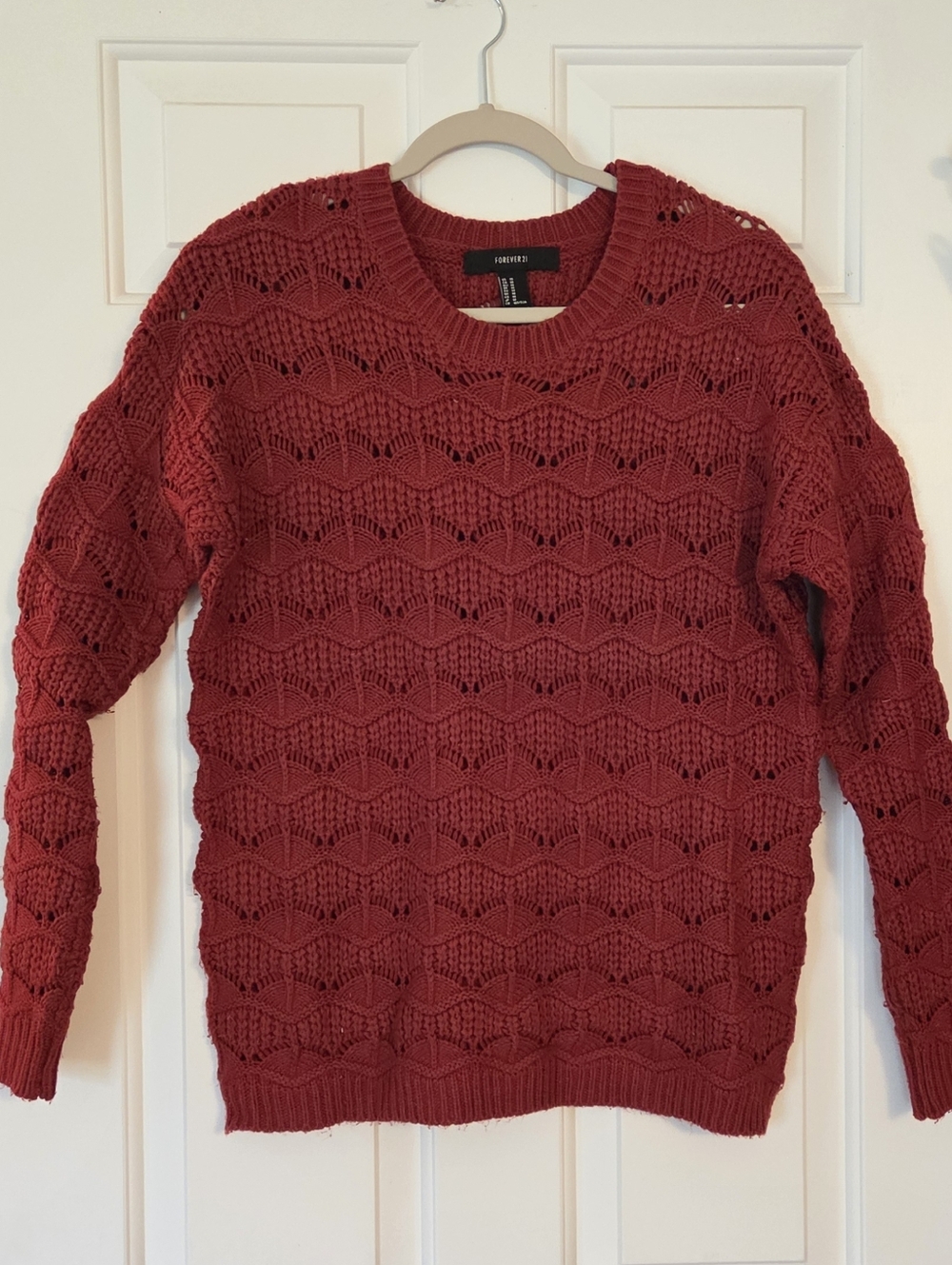 Forever 21 Red Crochet Sweater Women's M